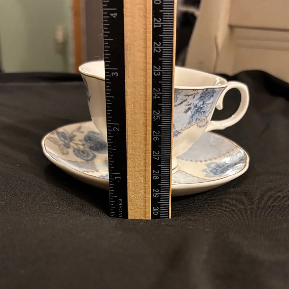 Fanquare Blue Floral Teacup and Saucer Set